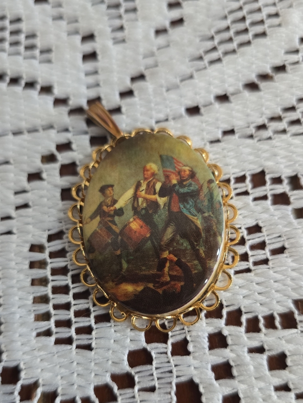 Gold-Tone Patriotic Drummer Boy Pendant Necklace